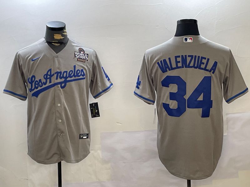 Men Los Angeles Dodgers #34 Valenzuela Grey Game 2024 Nike MLB Jersey style 10291